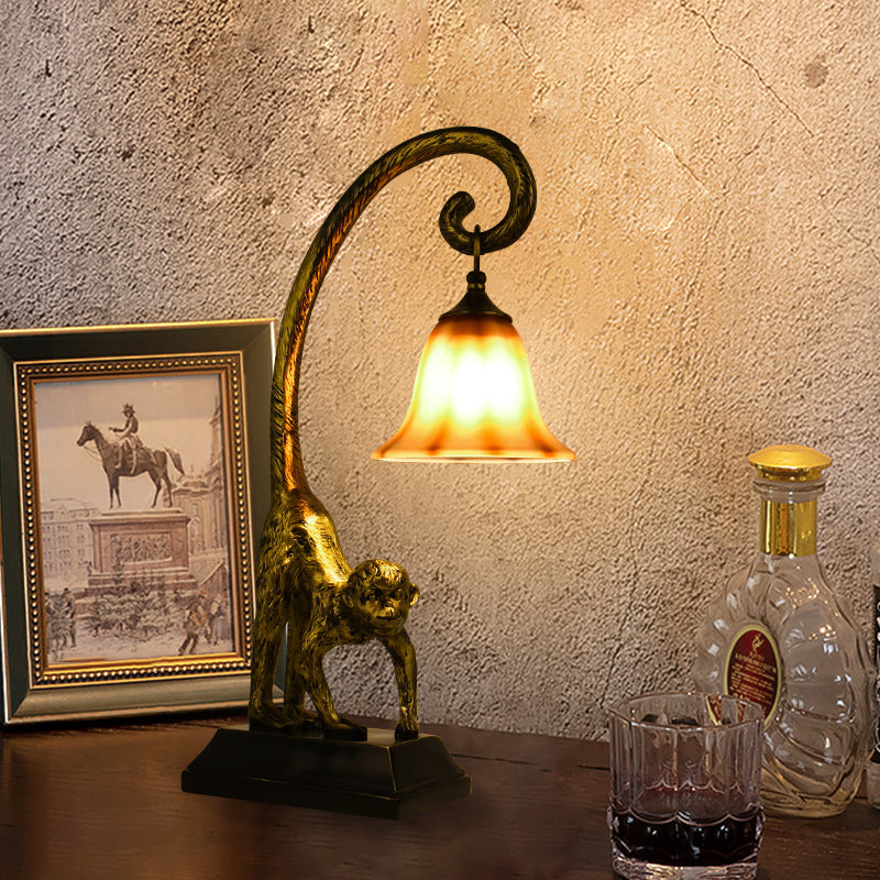 Monkey Copper Glass Bedroom Table Lamp
