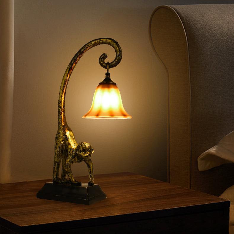 Monkey Copper Glass Bedroom Table Lamp