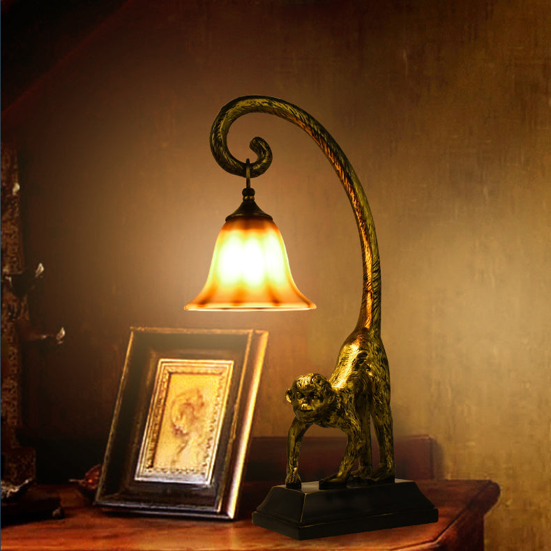 Monkey Copper Glass Bedroom Table Lamp