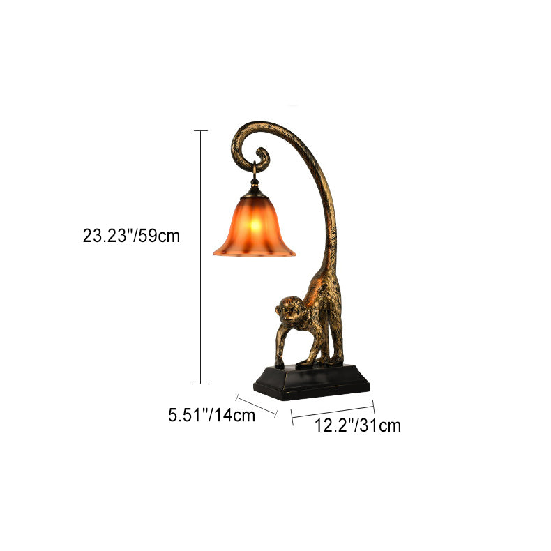 Monkey Copper Glass Bedroom Table Lamp