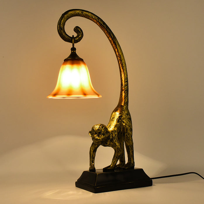 Monkey Copper Glass Bedroom Table Lamp