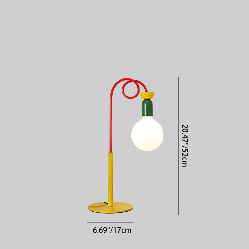 Curved Pole Round Ball Table Lamp