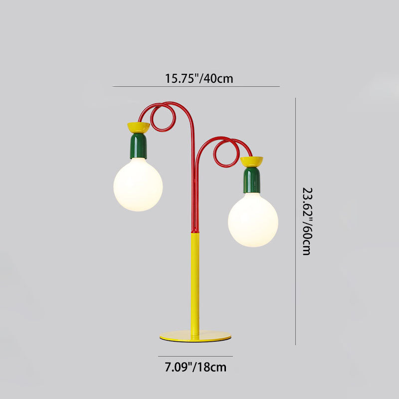 Curved Pole Round Ball Table Lamp