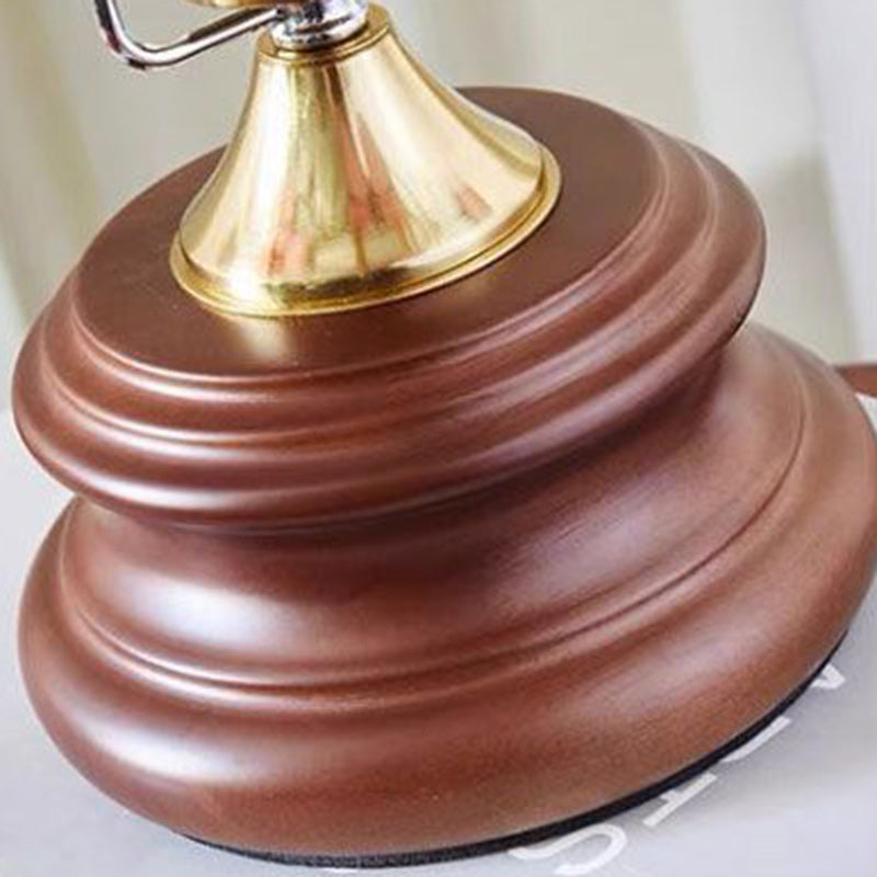 Cone Glass Wood Copper Table Lamp