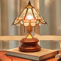 Cone Glass Wood Copper Table Lamp