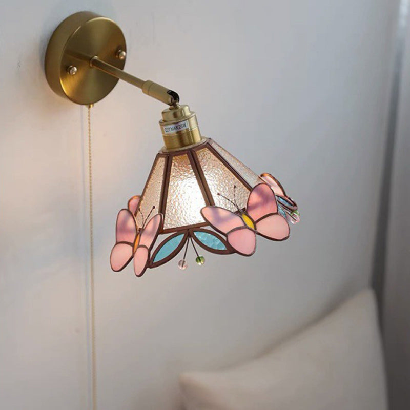 Cone Glass Copper Living Wall Lamp