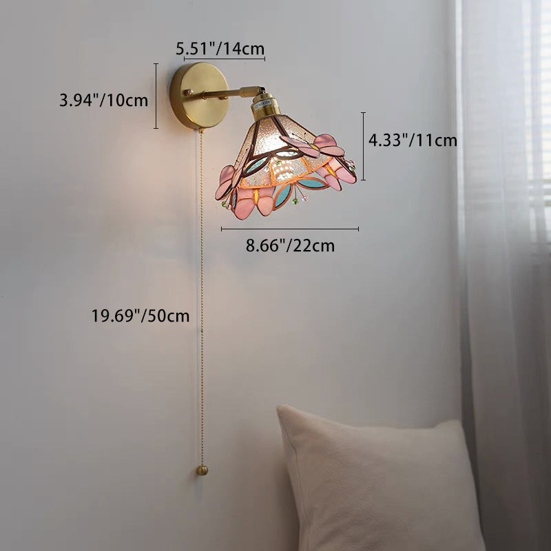 Cone Glass Copper Living Wall Lamp