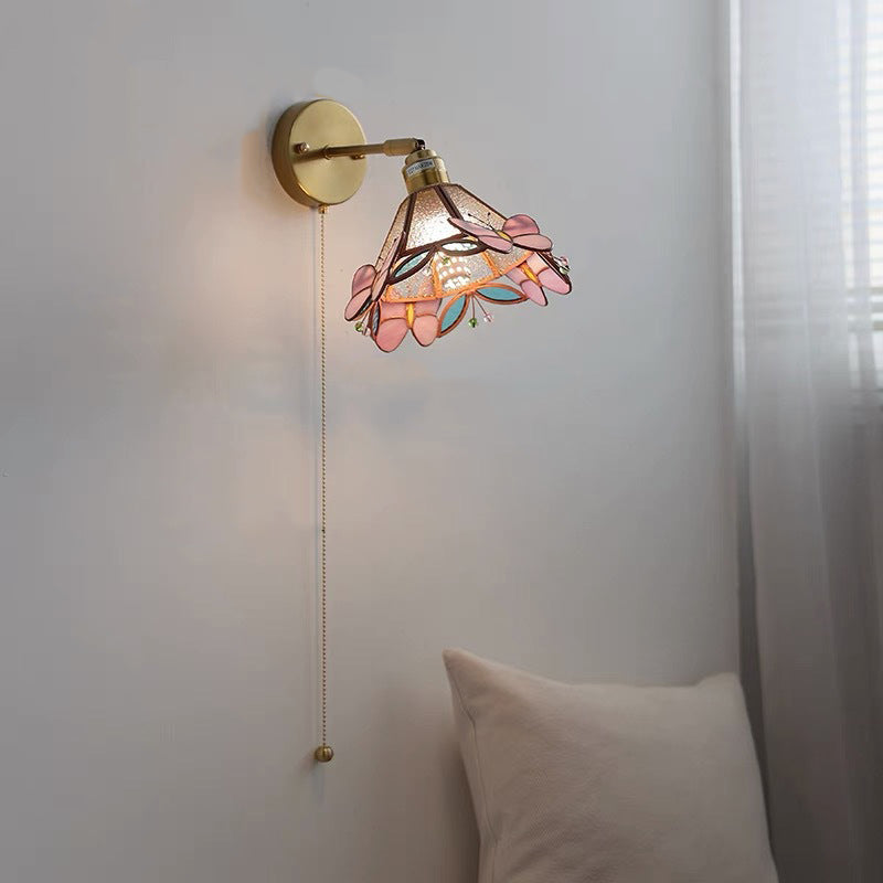 Cone Glass Copper Living Wall Lamp