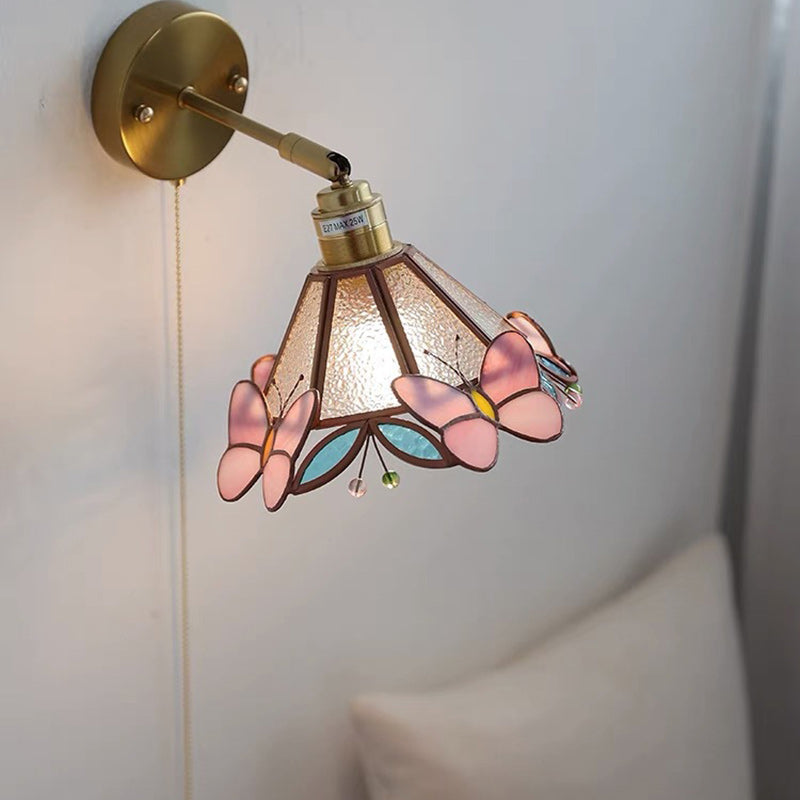 Cone Glass Copper Living Wall Lamp