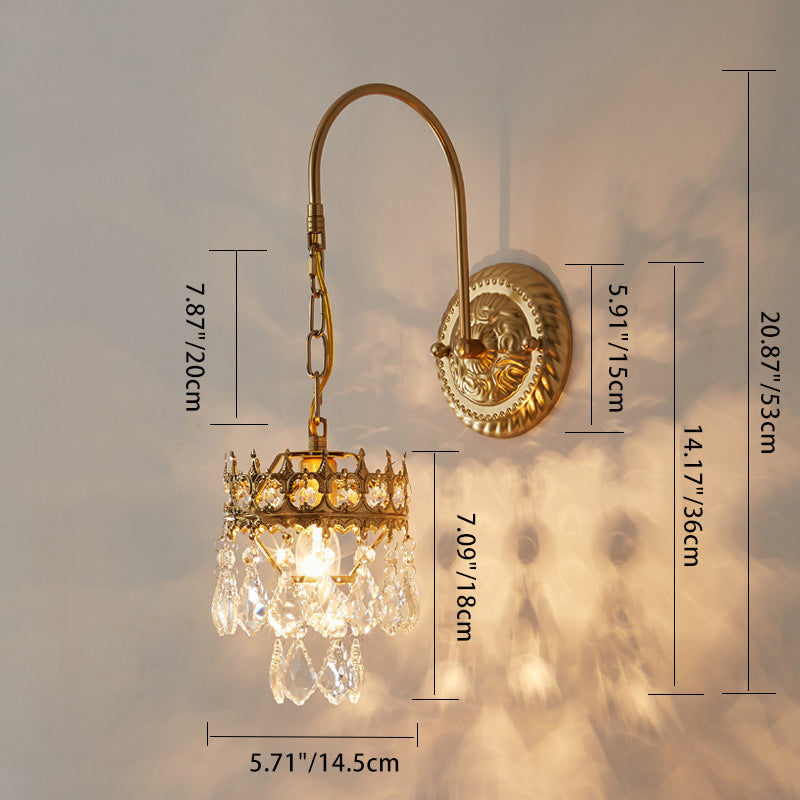 Teardrop Crystal Iron Living Wall Lamp