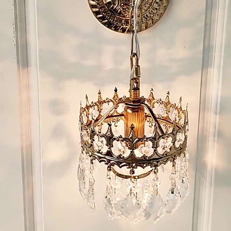 Teardrop Crystal Iron Living Wall Lamp