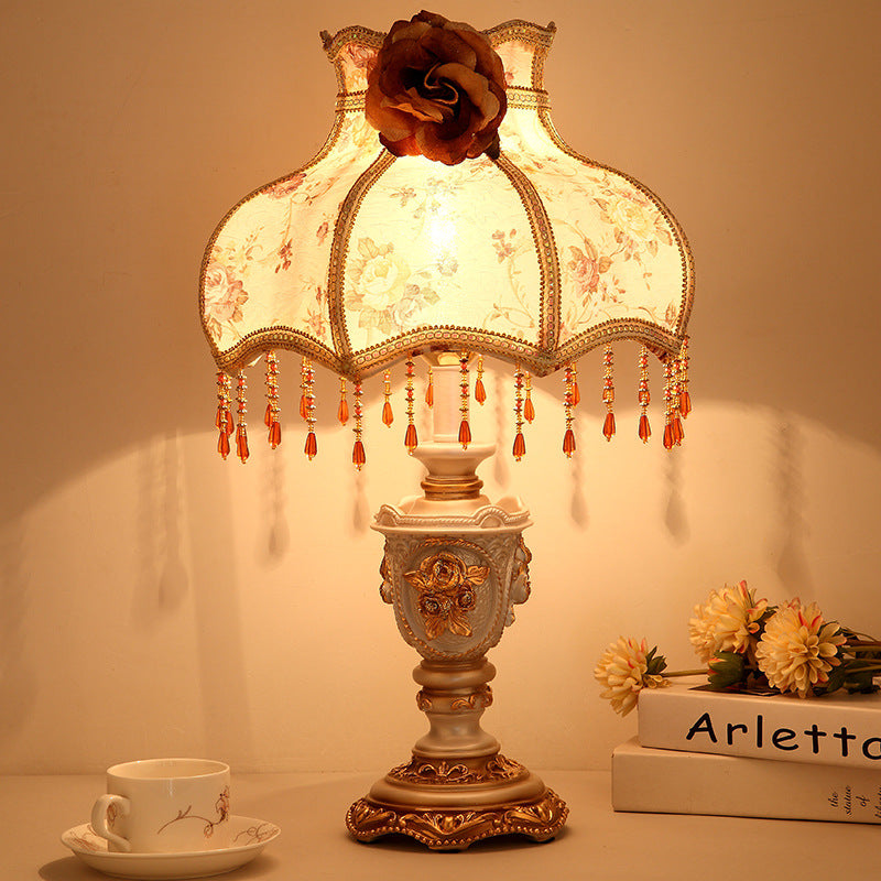 Drum Resin Fabric Living Table Lamp