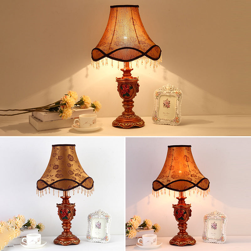 Drum Resin Fabric Living Table Lamp