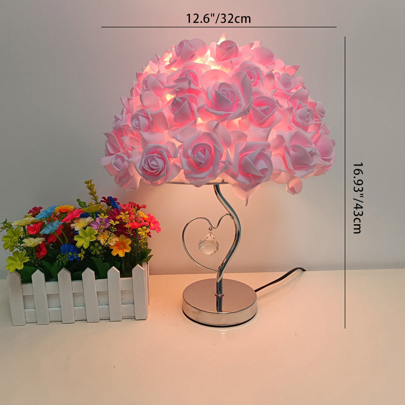 Flower Iron Fabric Living Table Lamp