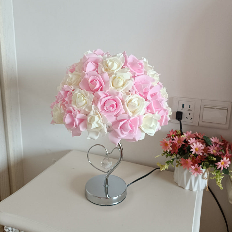 Flower Iron Fabric Living Table Lamp