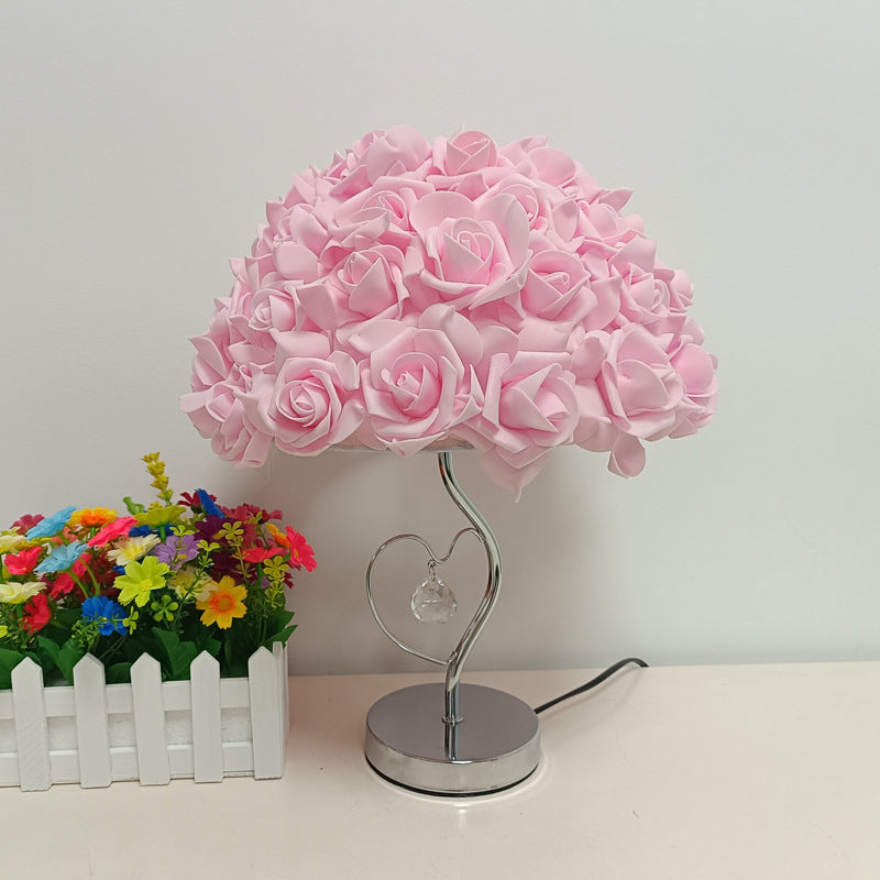 Flower Iron Fabric Living Table Lamp