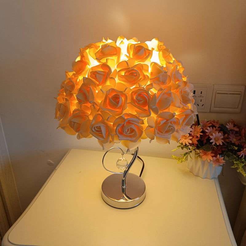 Flower Iron Fabric Living Table Lamp