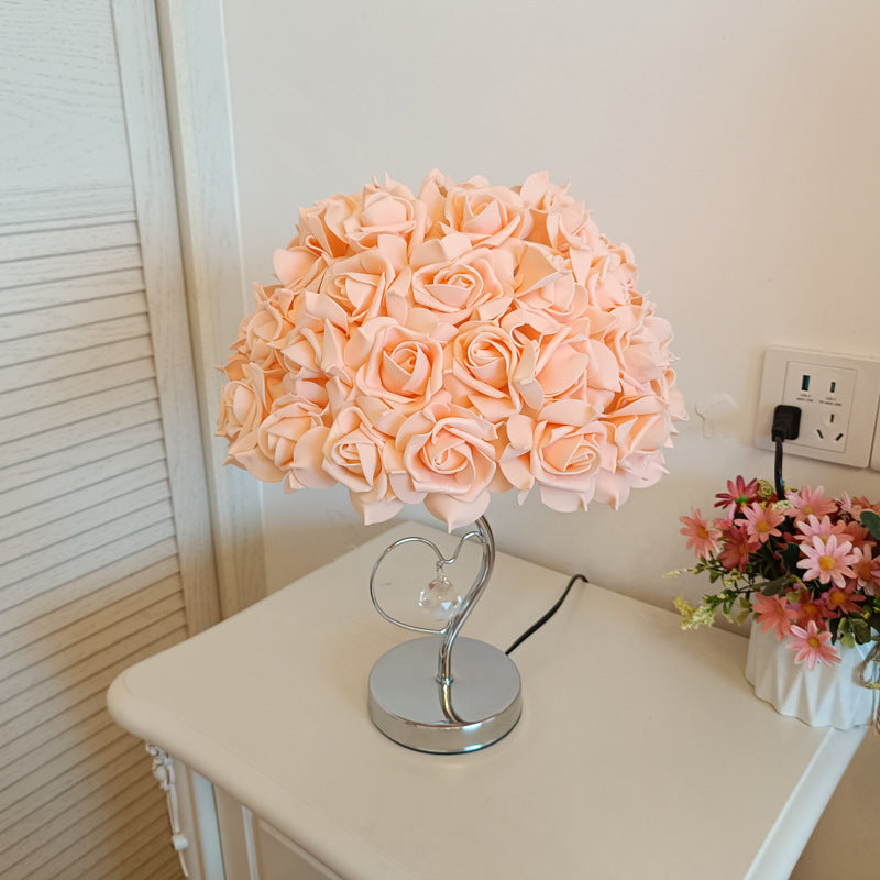 Flower Iron Fabric Living Table Lamp