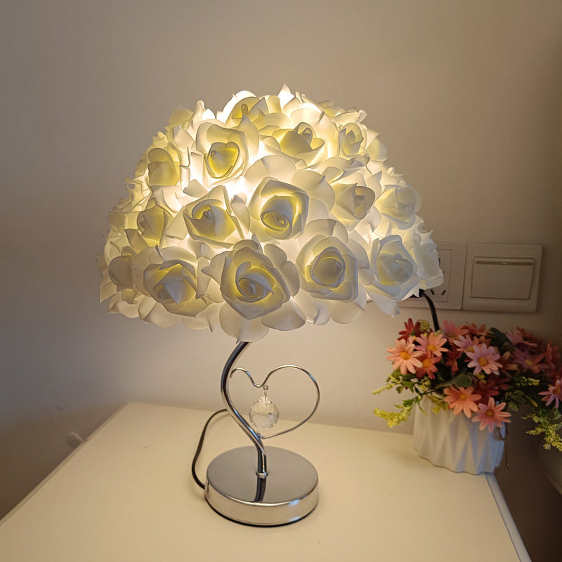 Flower Iron Fabric Living Table Lamp