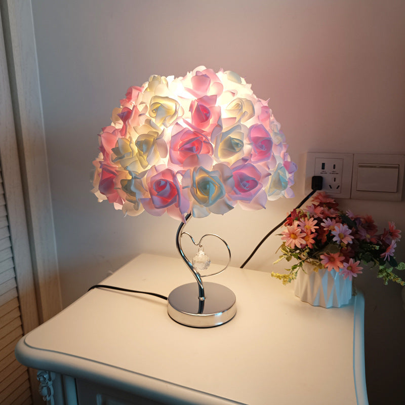 Flower Iron Fabric Living Table Lamp