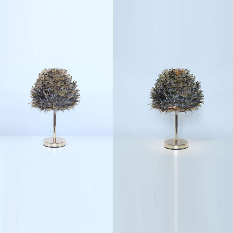 Oval Feather Iron Living Table Lamp
