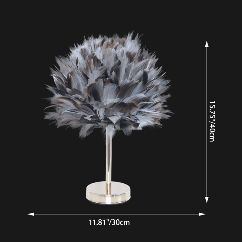 Oval Feather Iron Living Table Lamp