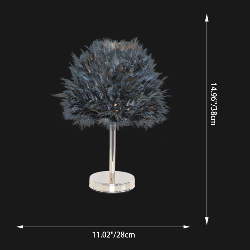 Oval Feather Iron Living Table Lamp