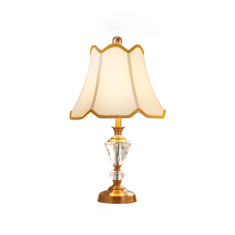 Drum Fabric Crystal Copper Table Lamp