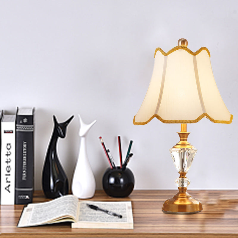 Drum Fabric Crystal Copper Table Lamp