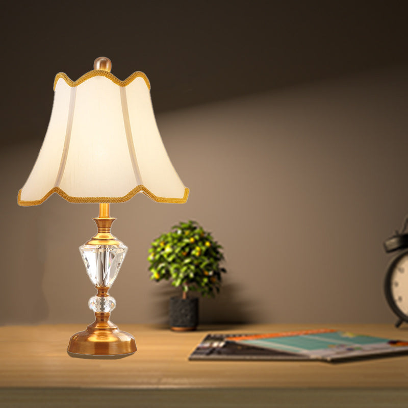 Drum Fabric Crystal Copper Table Lamp
