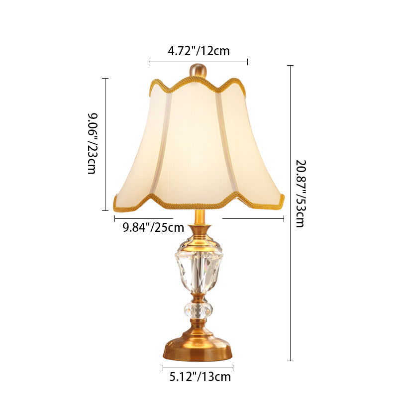 Drum Fabric Crystal Copper Table Lamp