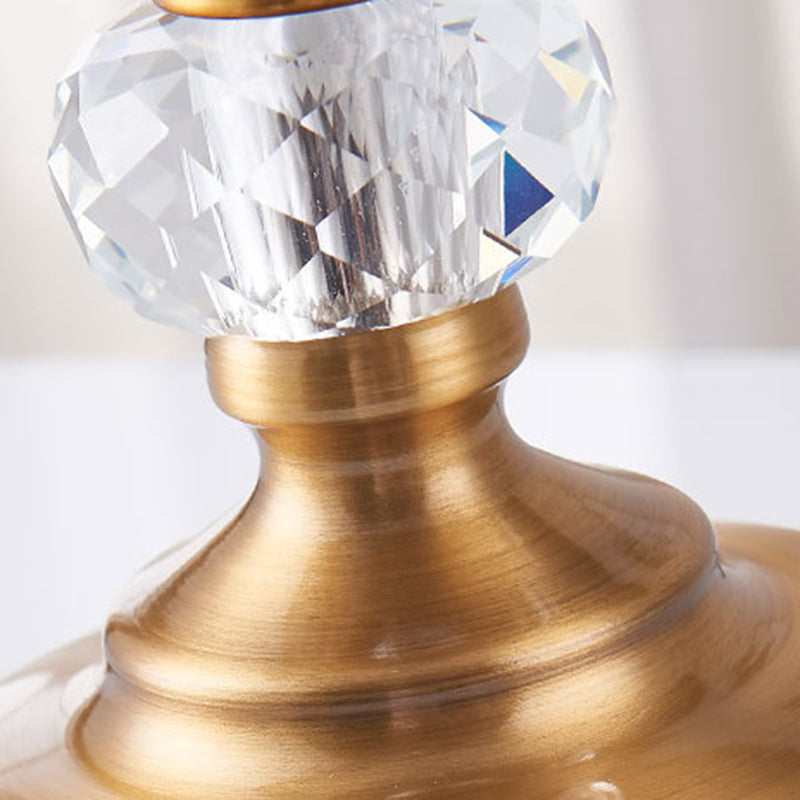 Drum Fabric Crystal Copper Table Lamp