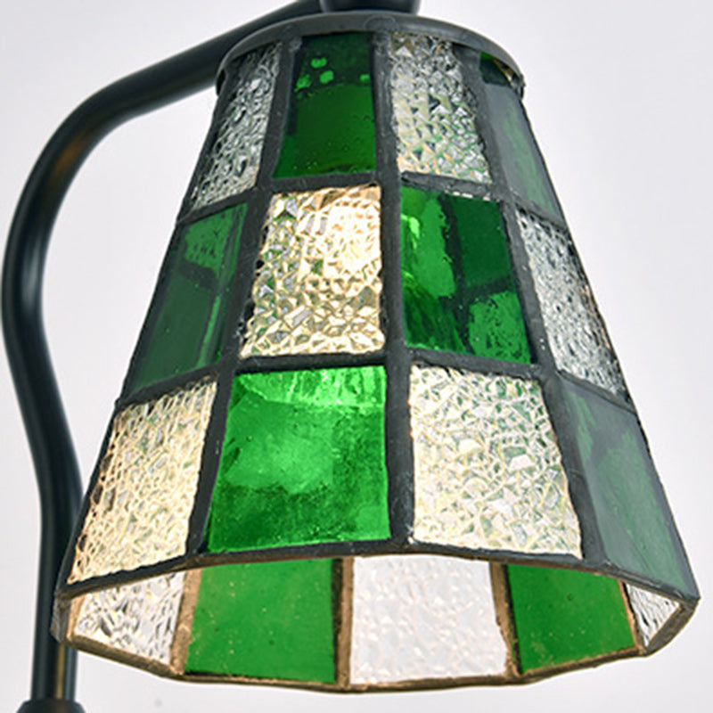 Dome Glass Iron Wood Table Lamp
