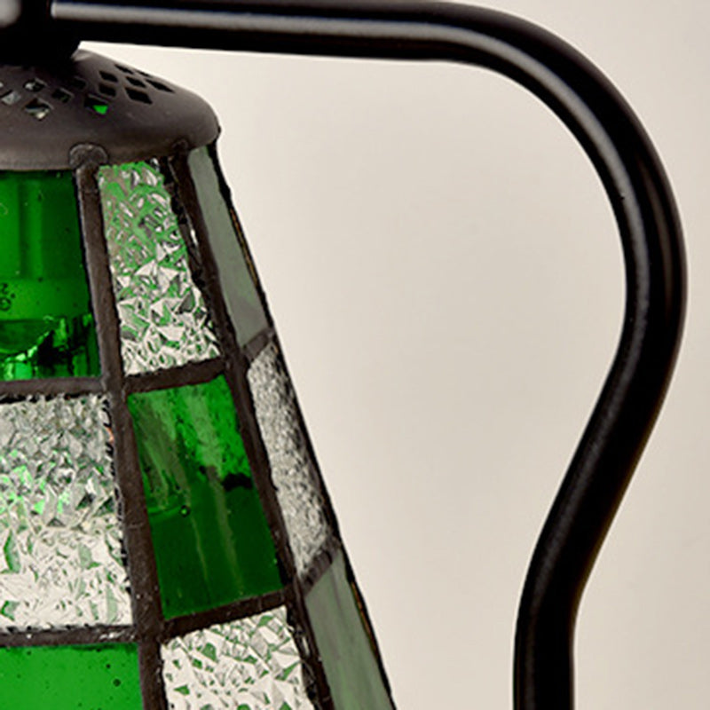 Dome Glass Iron Wood Table Lamp