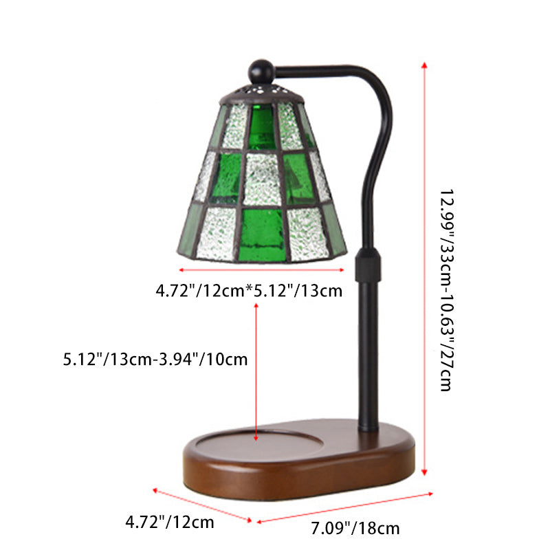 Dome Glass Iron Wood Table Lamp