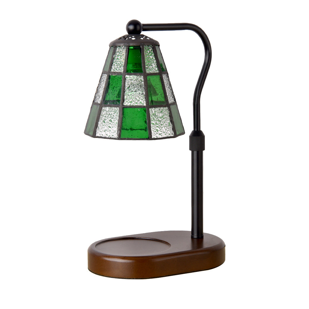 Dome Glass Iron Wood Table Lamp