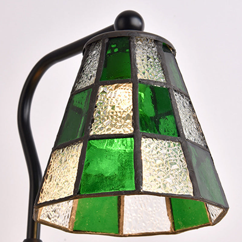 Dome Glass Iron Wood Table Lamp