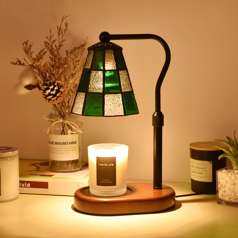 Dome Glass Iron Wood Table Lamp