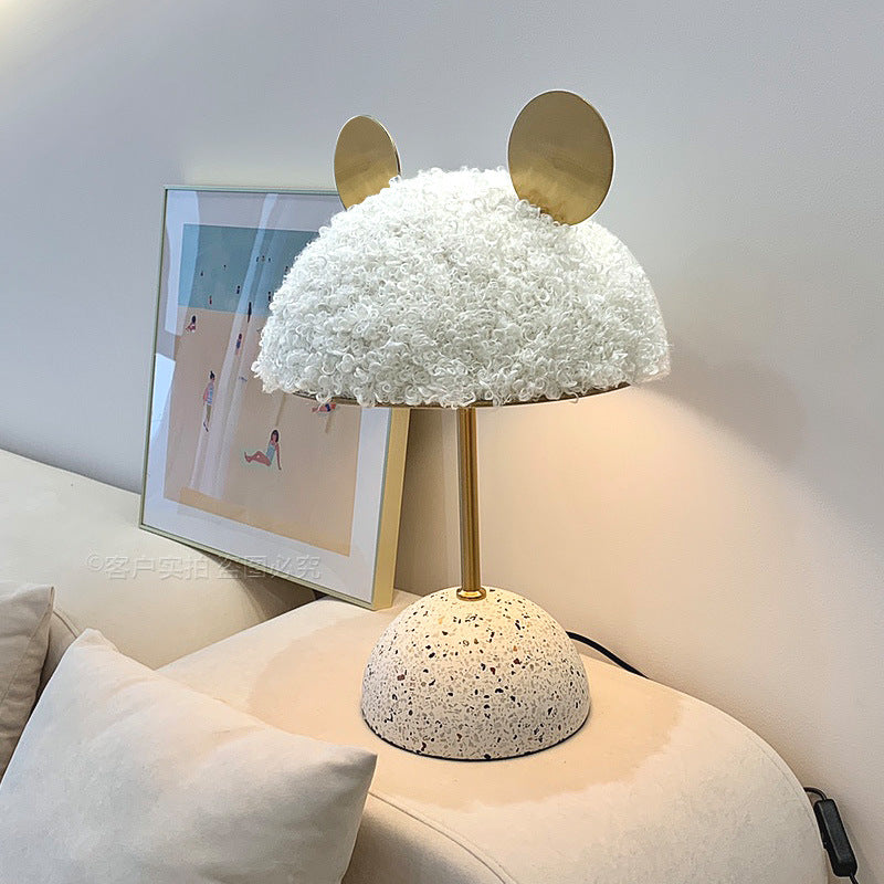 Dome Iron Fabric Stone Table Lamp