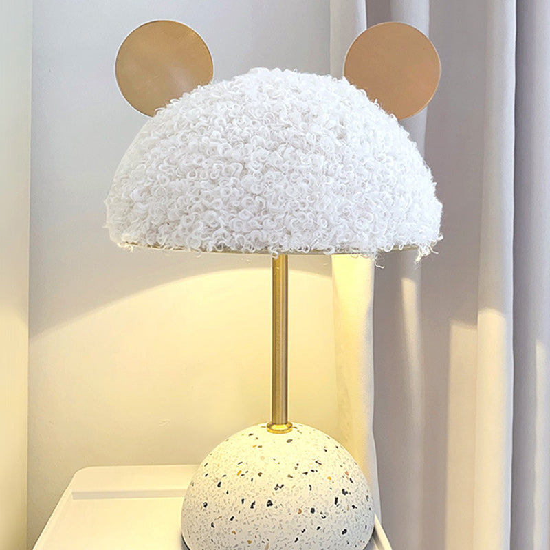 Dome Iron Fabric Stone Table Lamp