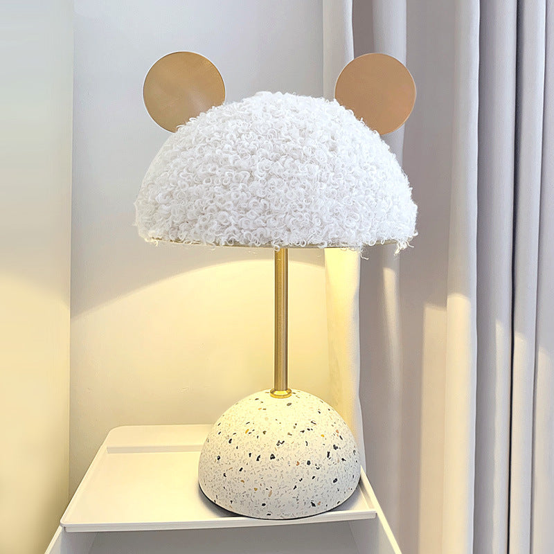 Dome Iron Fabric Stone Table Lamp
