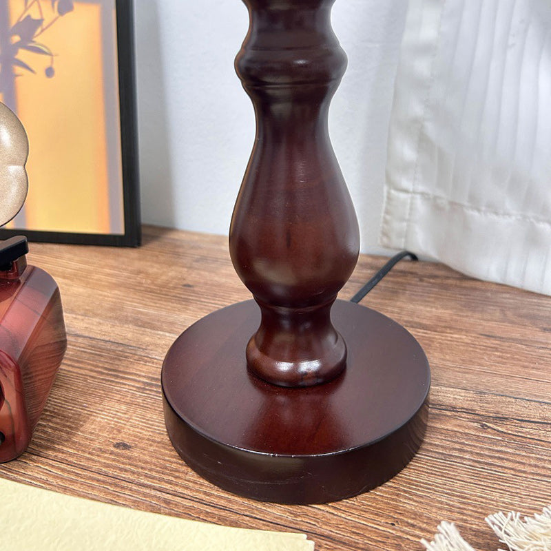 Dome Wood Glass Living Table Lamp