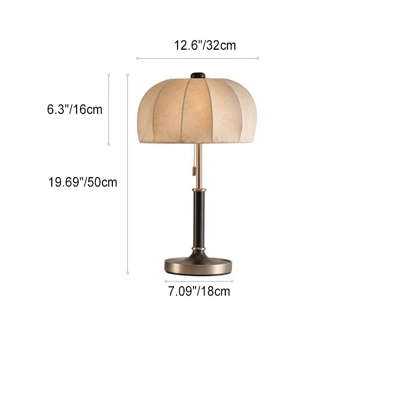 Dome Wood Iron Fabric Table Lamp