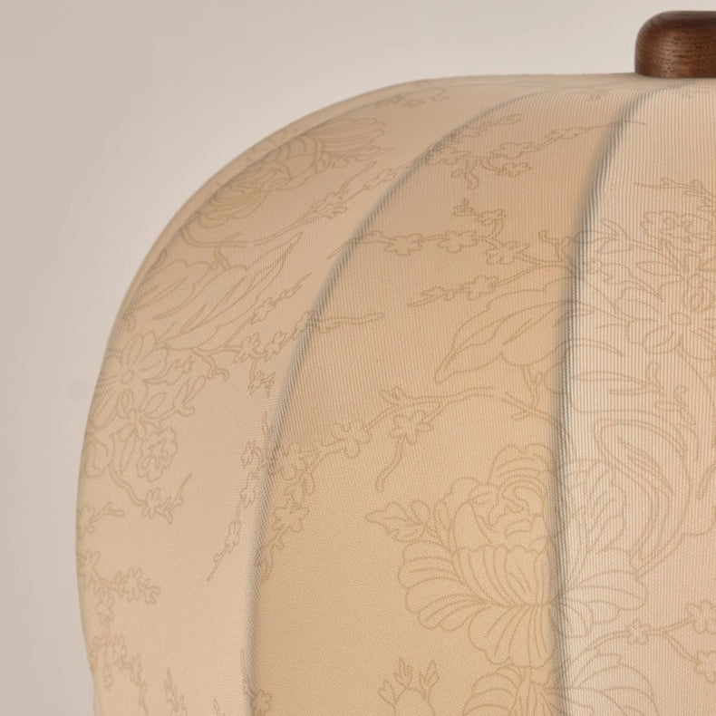Dome Wood Iron Fabric Table Lamp
