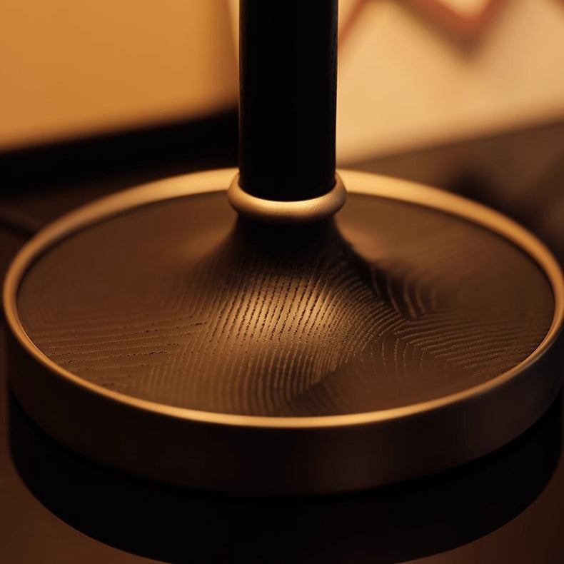 Dome Wood Iron Fabric Table Lamp