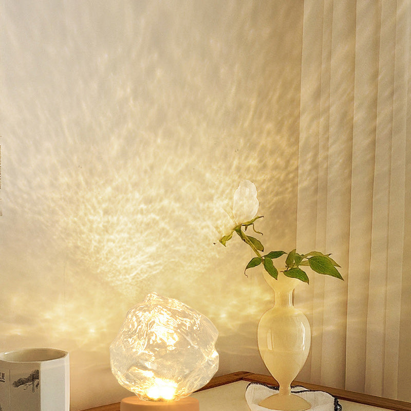 Trapezoid Plastic Glass Living Table Lamp