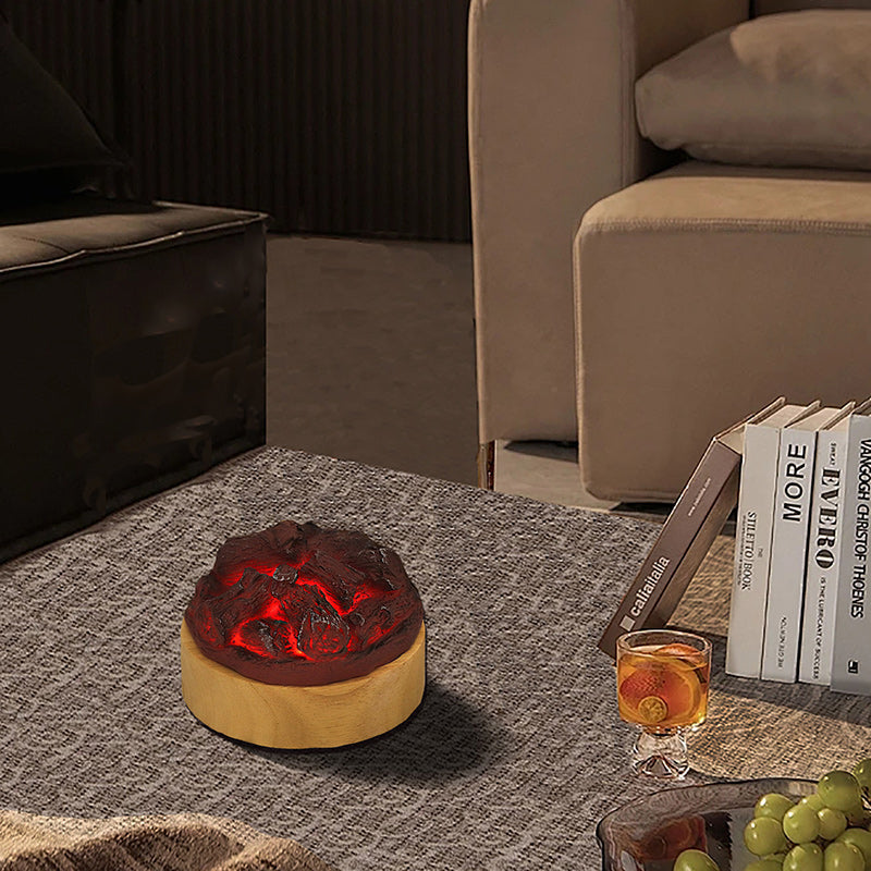 Round Wood Resin Living Table Lamp