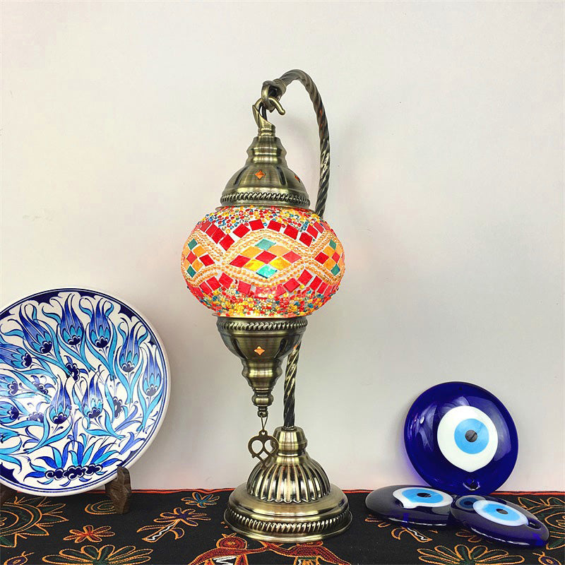Oval Glass Iron Living Table Lamp