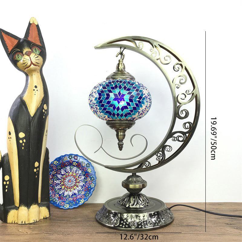 Moon Glass Iron Living Table Lamp