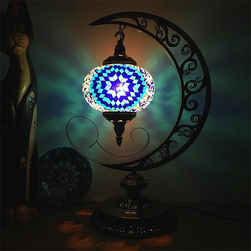 Moon Glass Iron Living Table Lamp